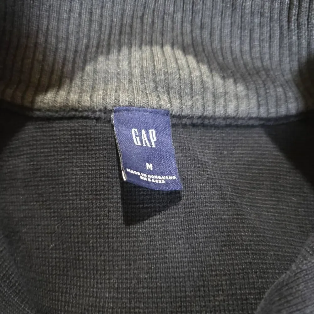 Gap Boys Quarter Zip Colorblock Sweater Medium Gray Black
